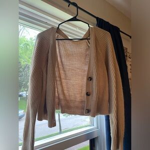 beige knit cardigan